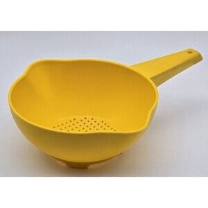 Vintage Tupperware Colander Strainer with Handle Yellow Kitchen